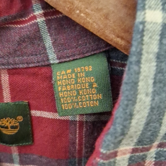 NWT Timberland Red and Gray Plaid Button-Up Shirt - Picture 3 of 8
